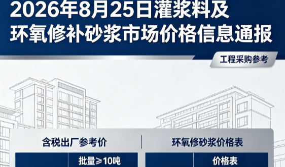 熊口管理区2026年8月25日灌浆料及环氧修补砂浆市场价格信息通报